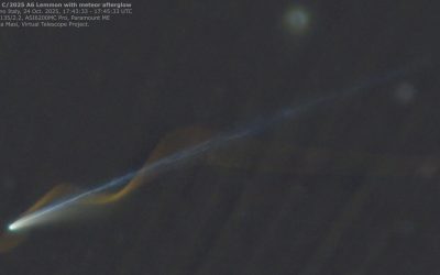 ‘Miracle’ photo captures Comet Lemmon and meteor seemingly entwined over Earth