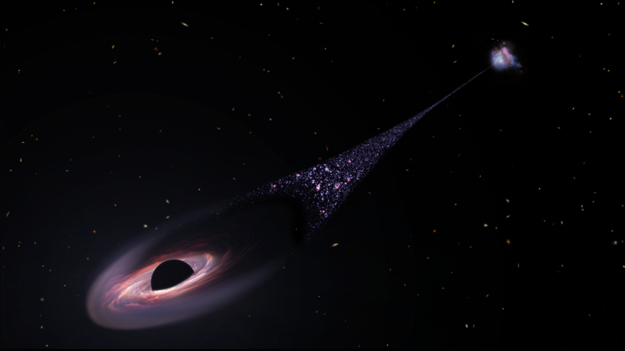 James Webb telescope confirms a supermassive black hole running away ...