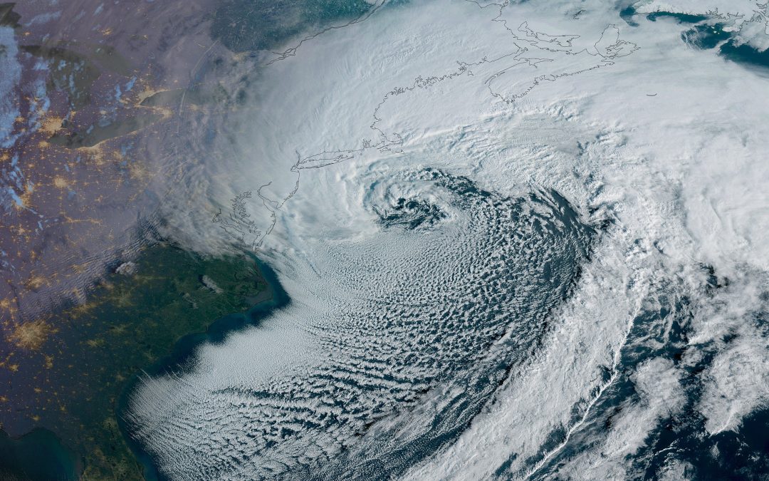 Satellites watch as bomb cyclone hits northeast U.S. with snow and lightning